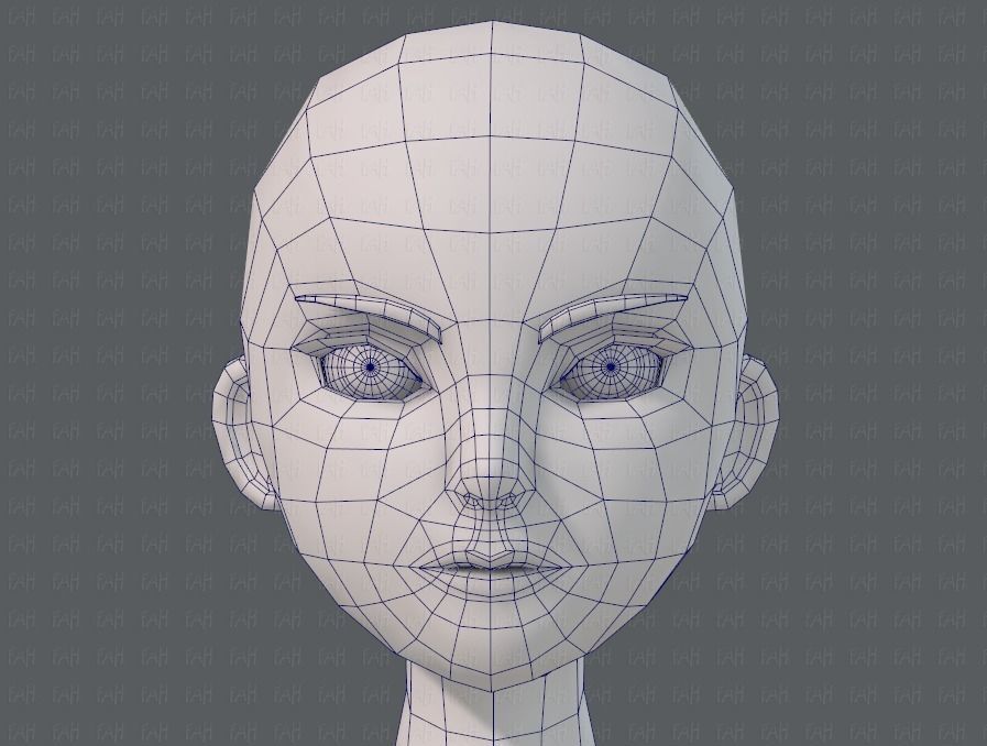 Base mesh woman 11 Low-poly 3D model_36