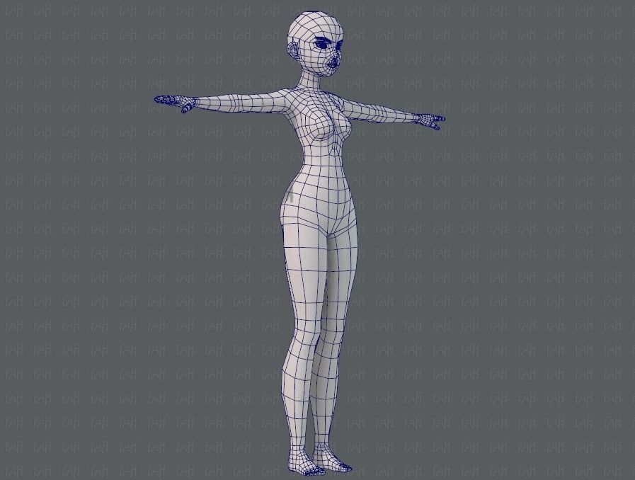 Base mesh woman 11 Low-poly 3D model_10