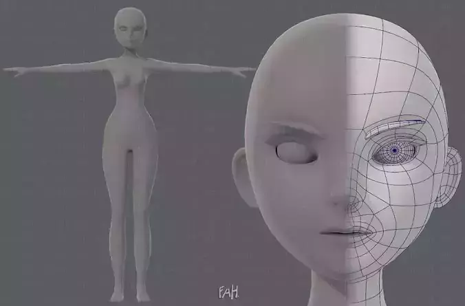 Base mesh woman 11 Low-poly 3D model