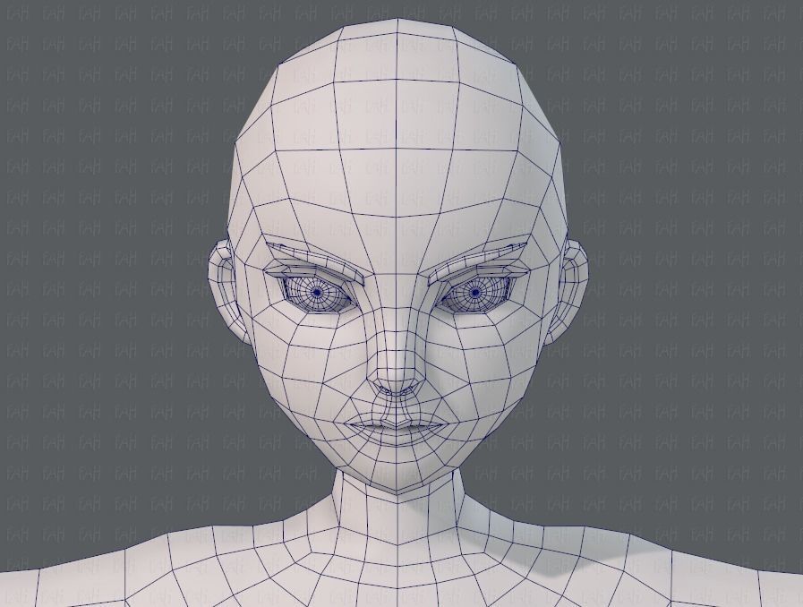 Base mesh woman 11 Low-poly 3D model_42