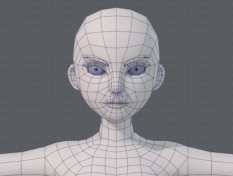 Base mesh woman 11 Low-poly 3D model_25