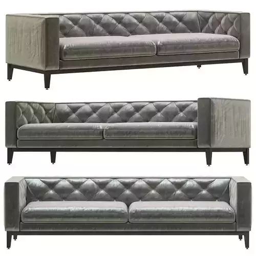 Restoration Hardware Italia Tufted Shelter Arm Leather Sofa