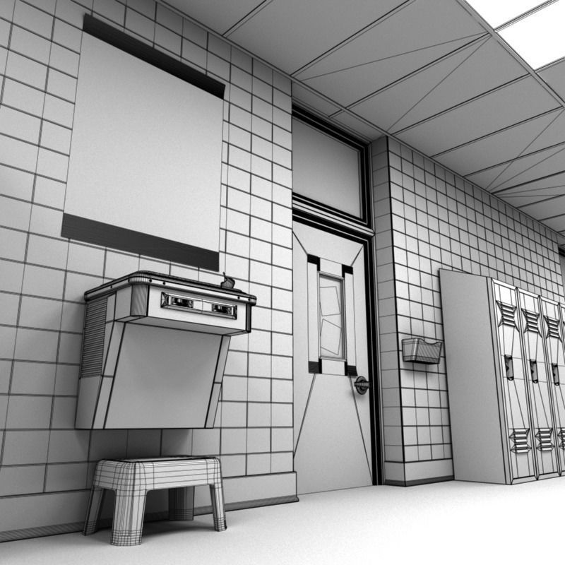 School Hallway 3D model_14