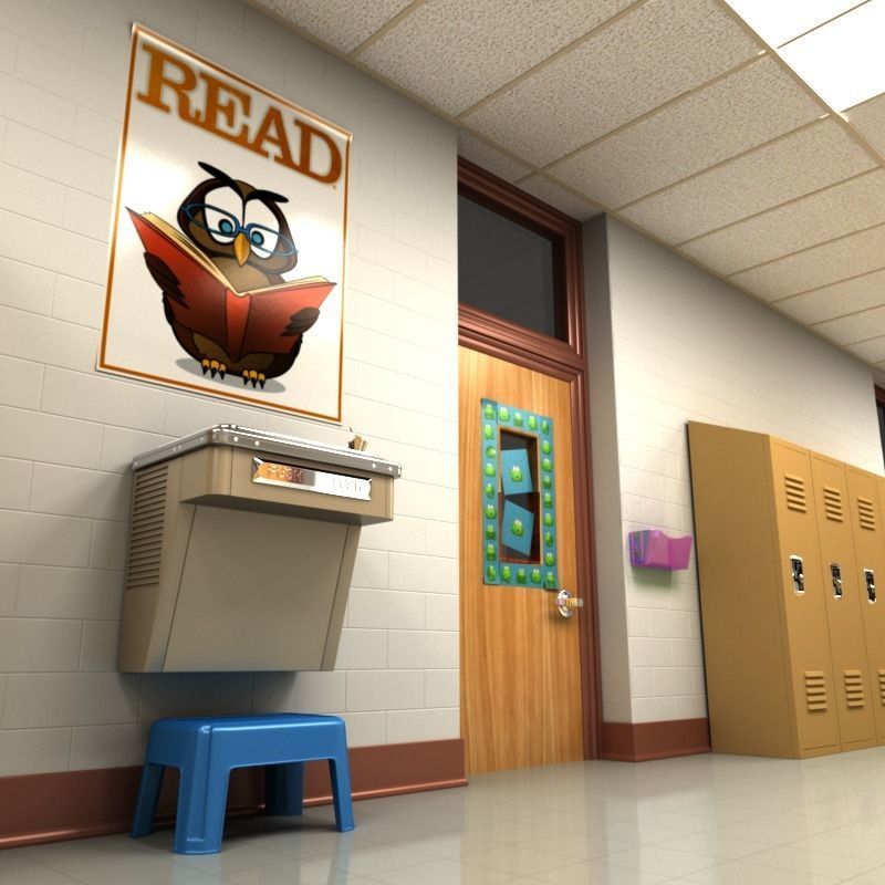 School Hallway 3D model_13