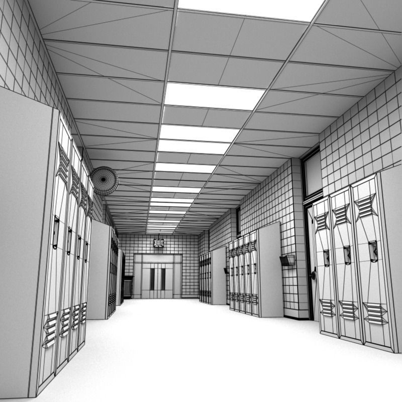 School Hallway 3D model_17