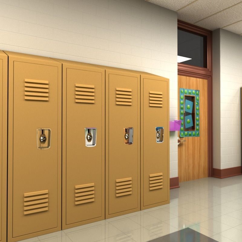 School Hallway 3D model_5