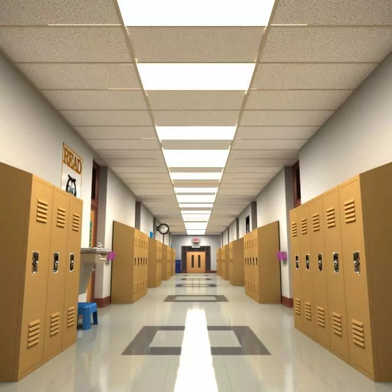 School Hallway 3D model_0