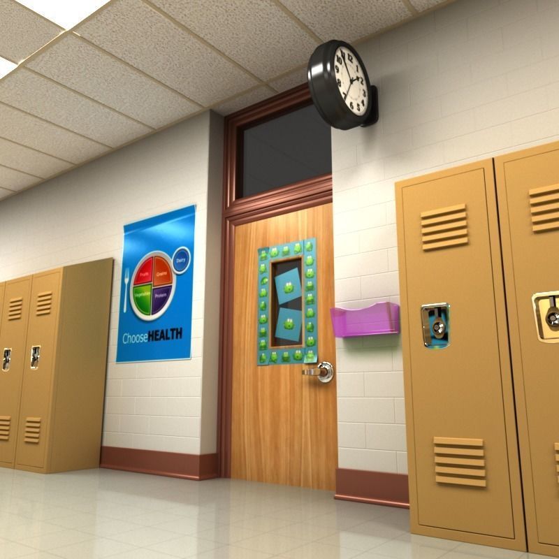 School Hallway 3D model_1