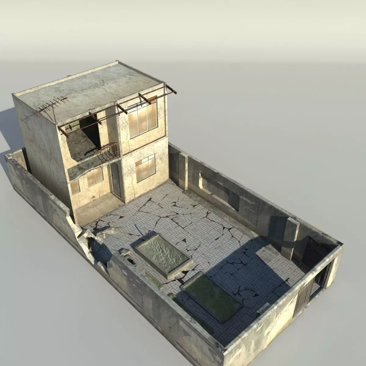 Middle East destroyed house for game num04 3D model_0
