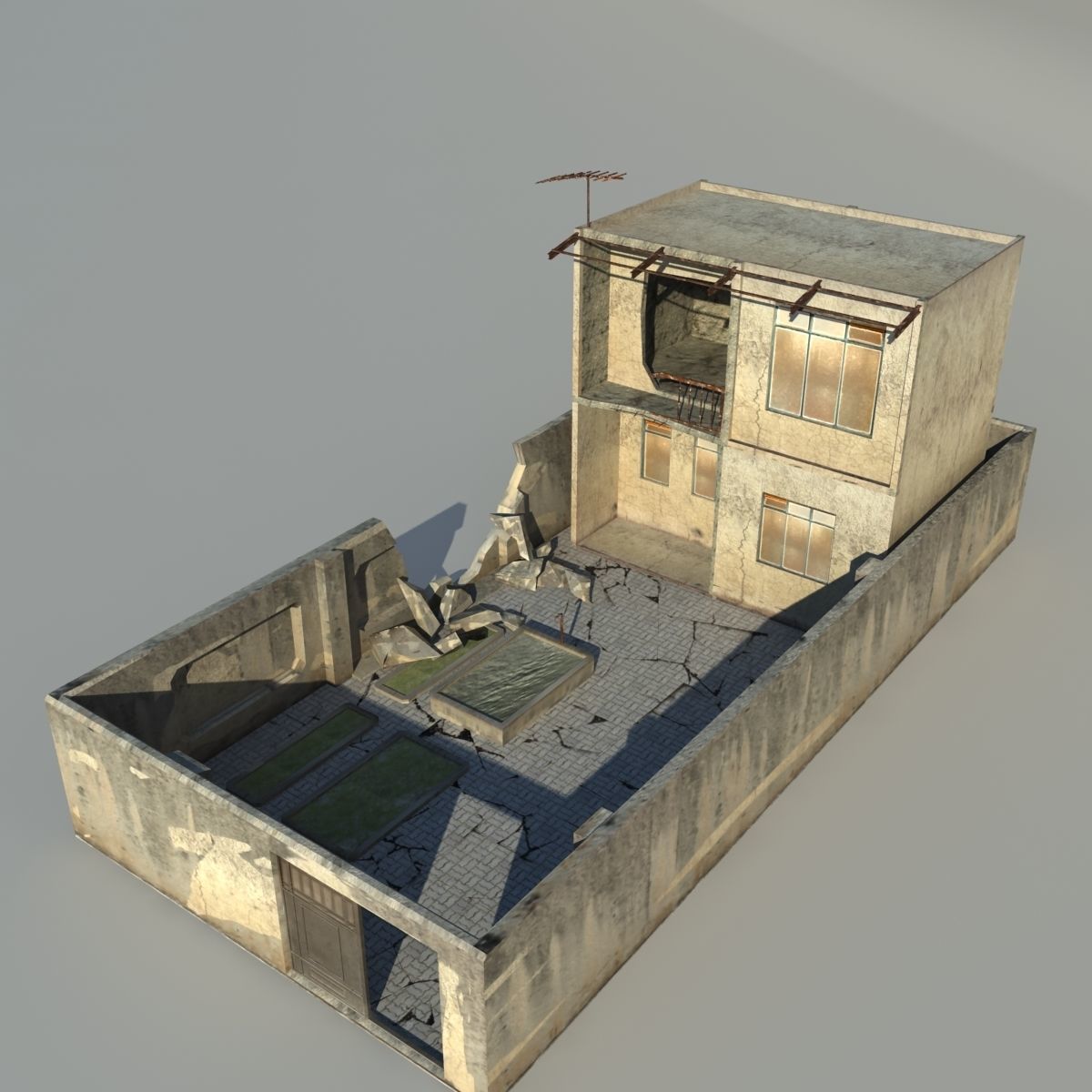 Middle East destroyed house for game num04 3D model_3