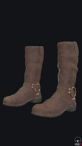 knee-high brown leather boots Low-poly 3D model