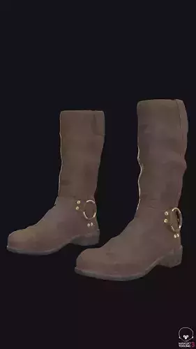 knee-high brown leather boots