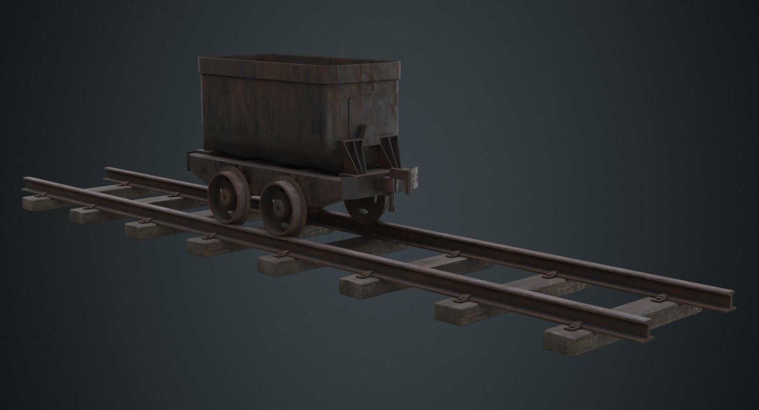 Mining Cart 1B Low-poly 3D model_1