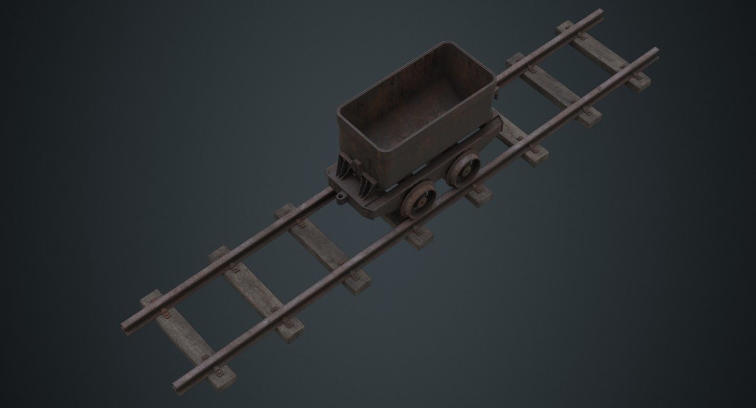 Mining Cart 1B Low-poly 3D model_2