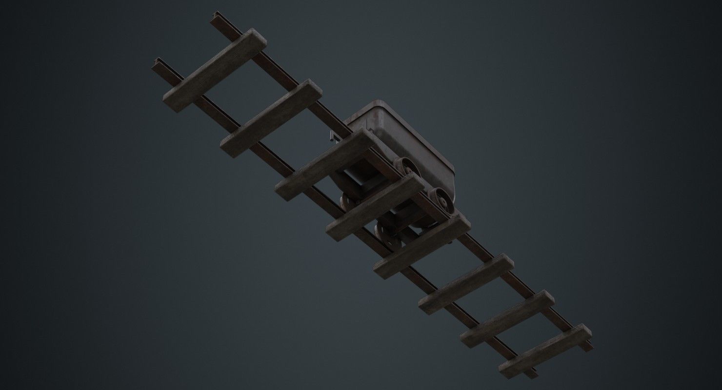 Mining Cart 1B Low-poly 3D model_4