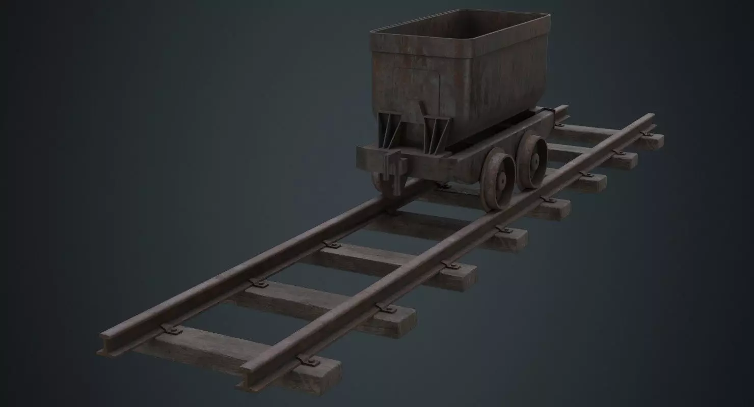 Mining Cart 1B Low-poly 3D model_0