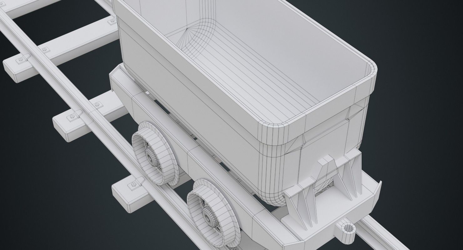 Mining Cart 1B Low-poly 3D model_7