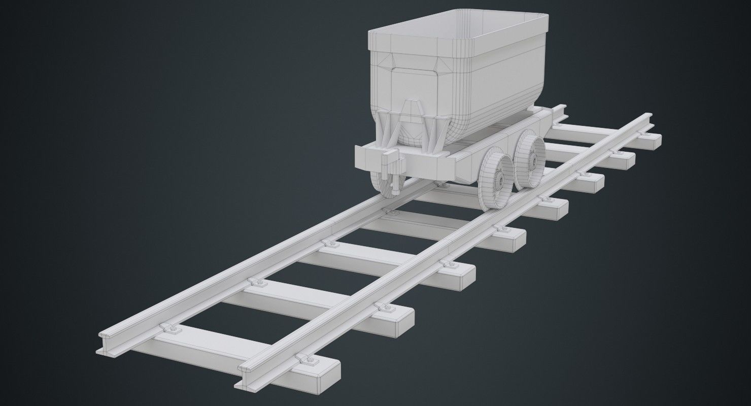 Mining Cart 1B Low-poly 3D model_6