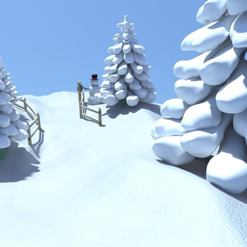 Snowman Winter Scene 3D model_4