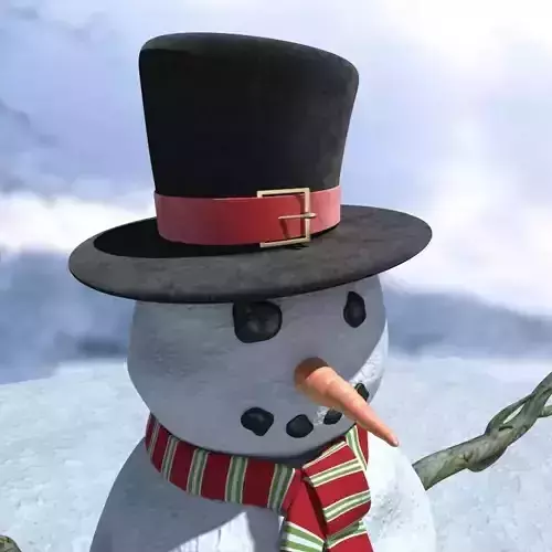 Snowman holding broom