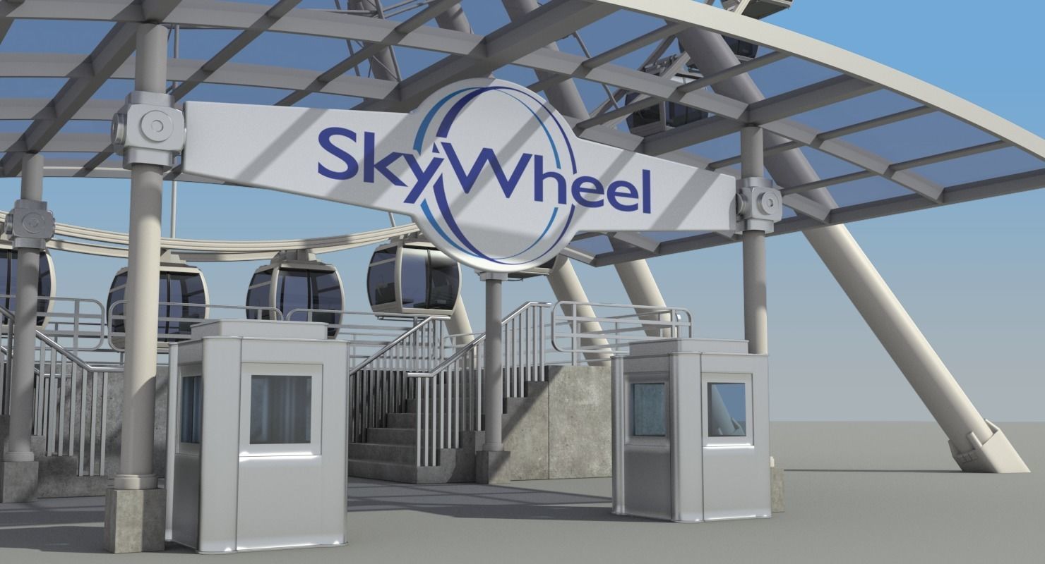 Sky Wheel With Platform Max 3D model_7