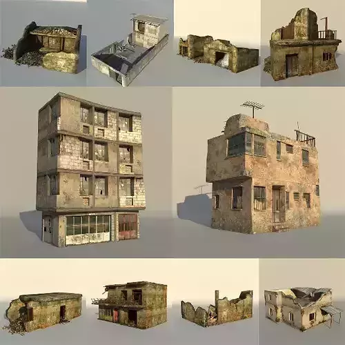 Middle East destroyed houses collection for game 