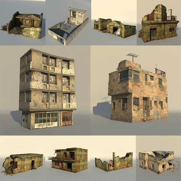 Middle East destroyed houses collection for game _0