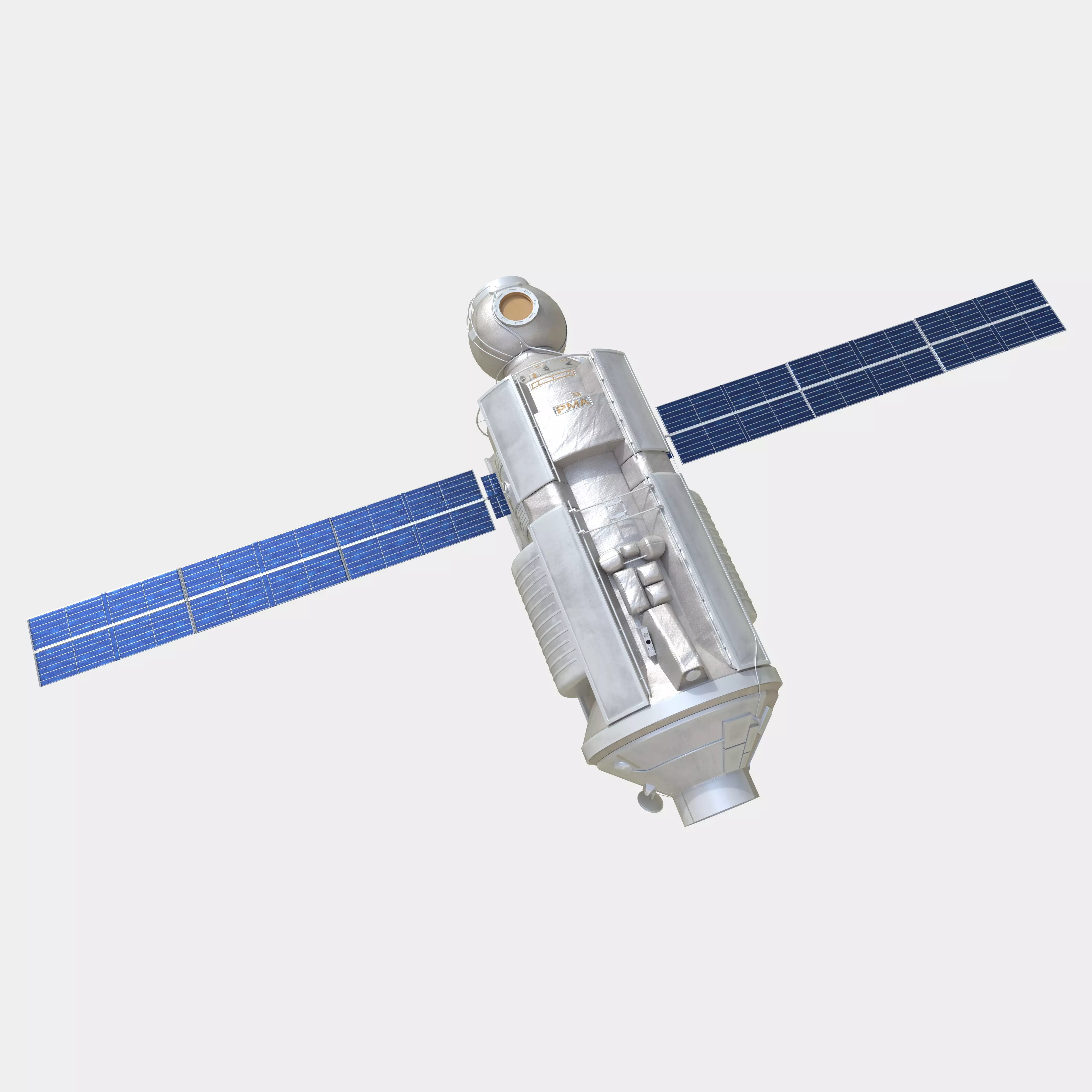 Functional Cargo Block Zarya Module on ISS Low-poly 3D model_0