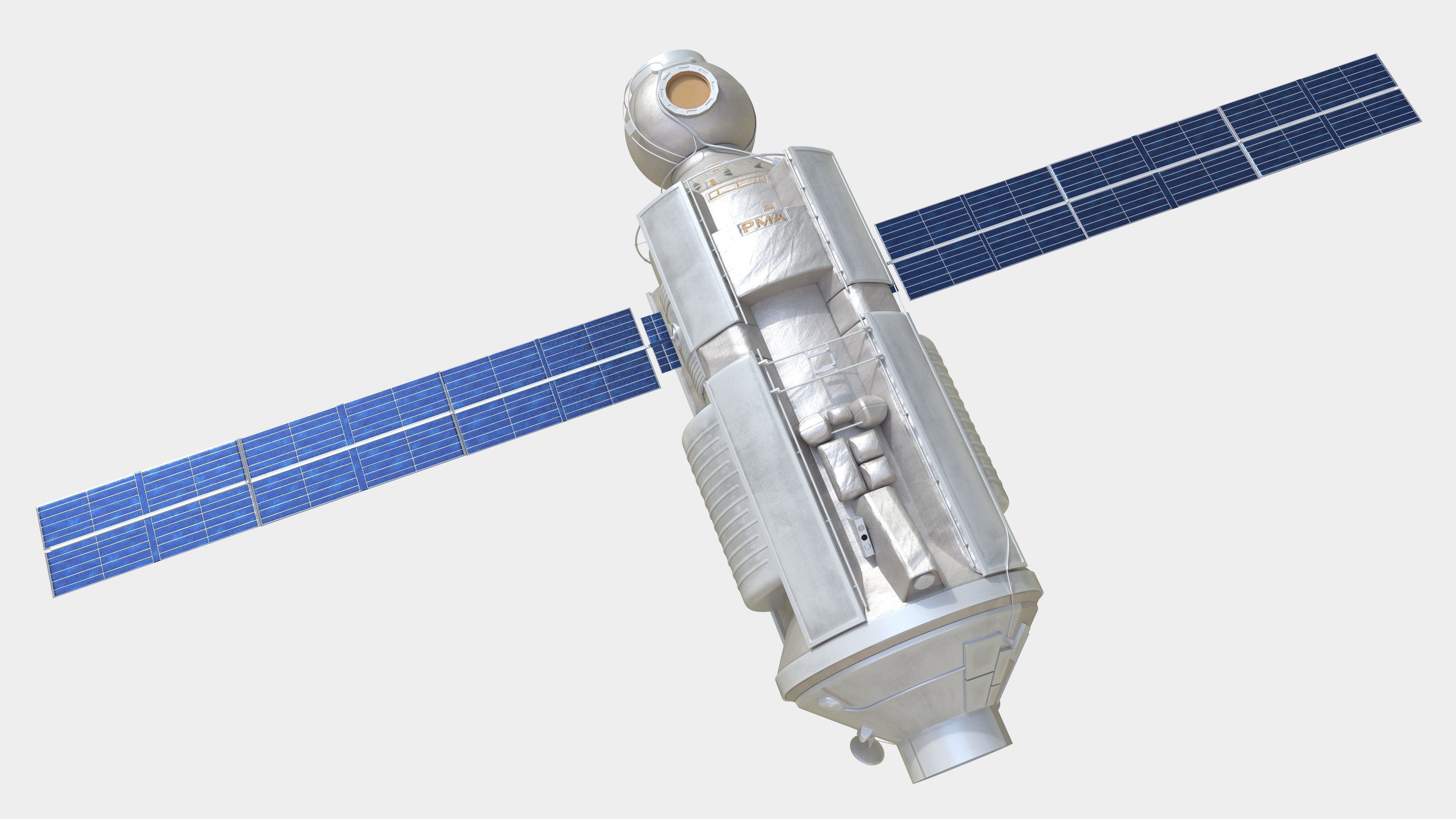 Functional Cargo Block Zarya Module on ISS Low-poly 3D model_2