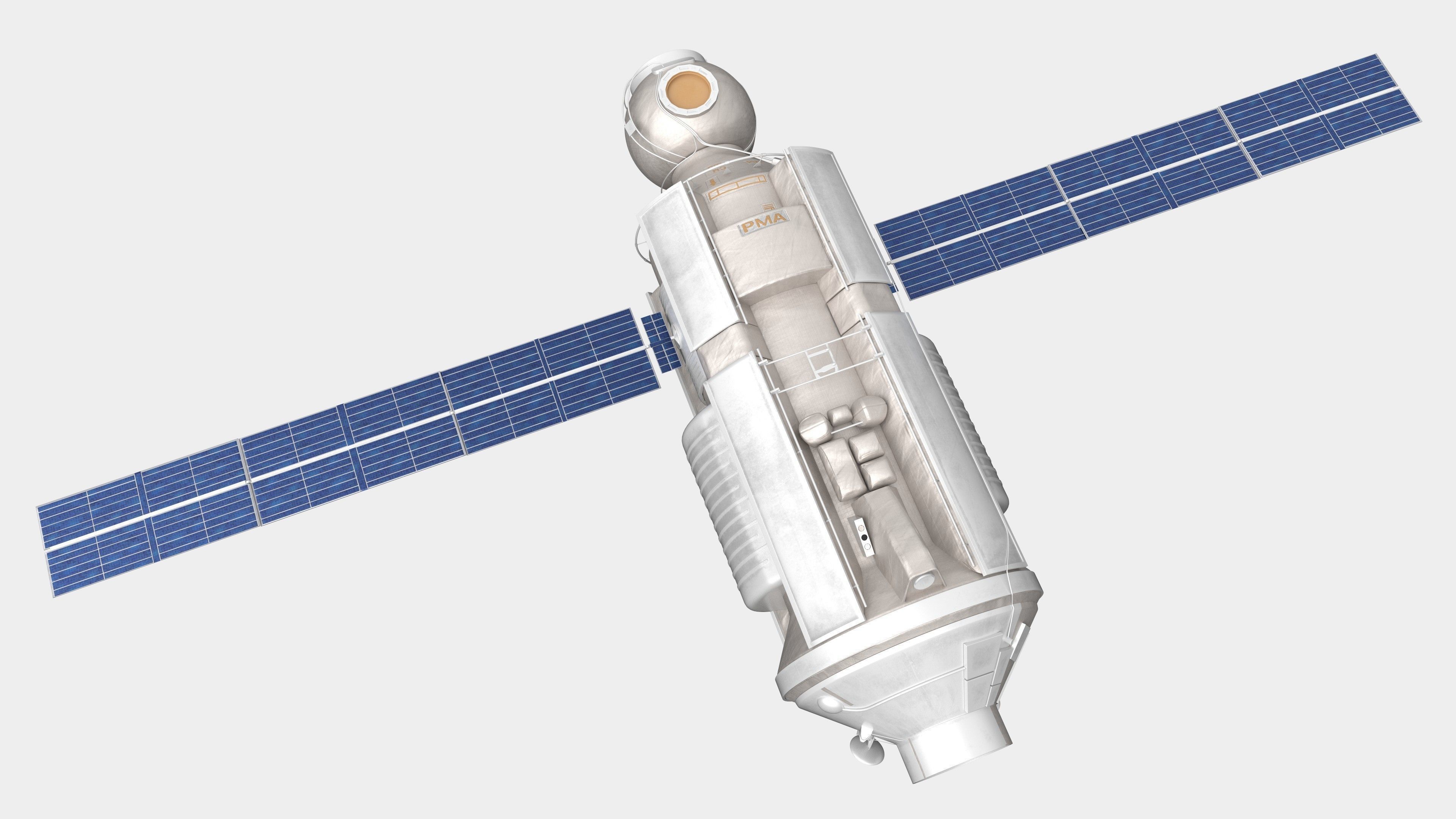 Functional Cargo Block Zarya Module on ISS Low-poly 3D model_1