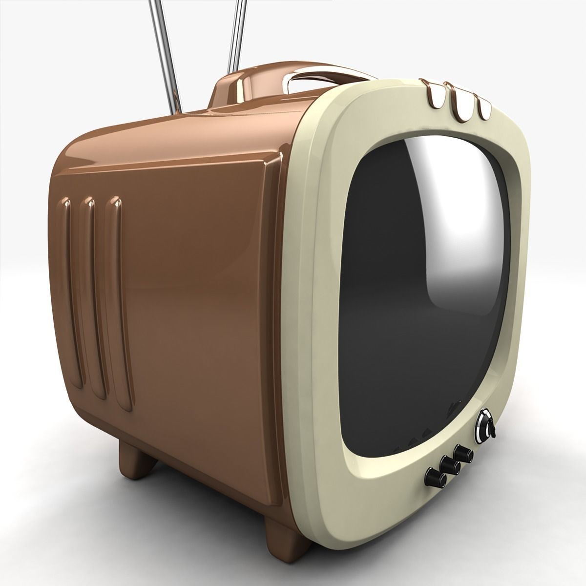 Vintage TV 3D model_3