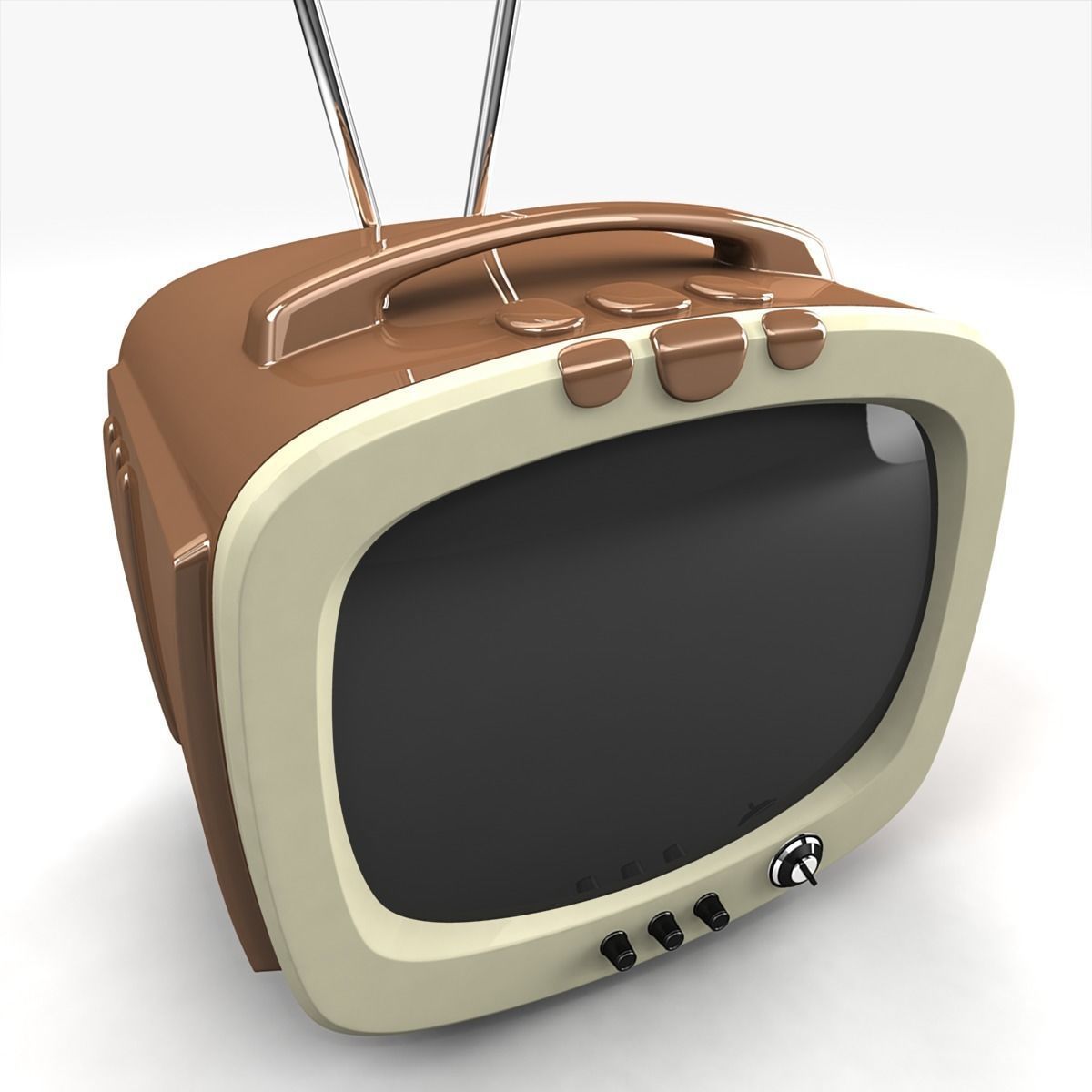 Vintage TV 3D model_2