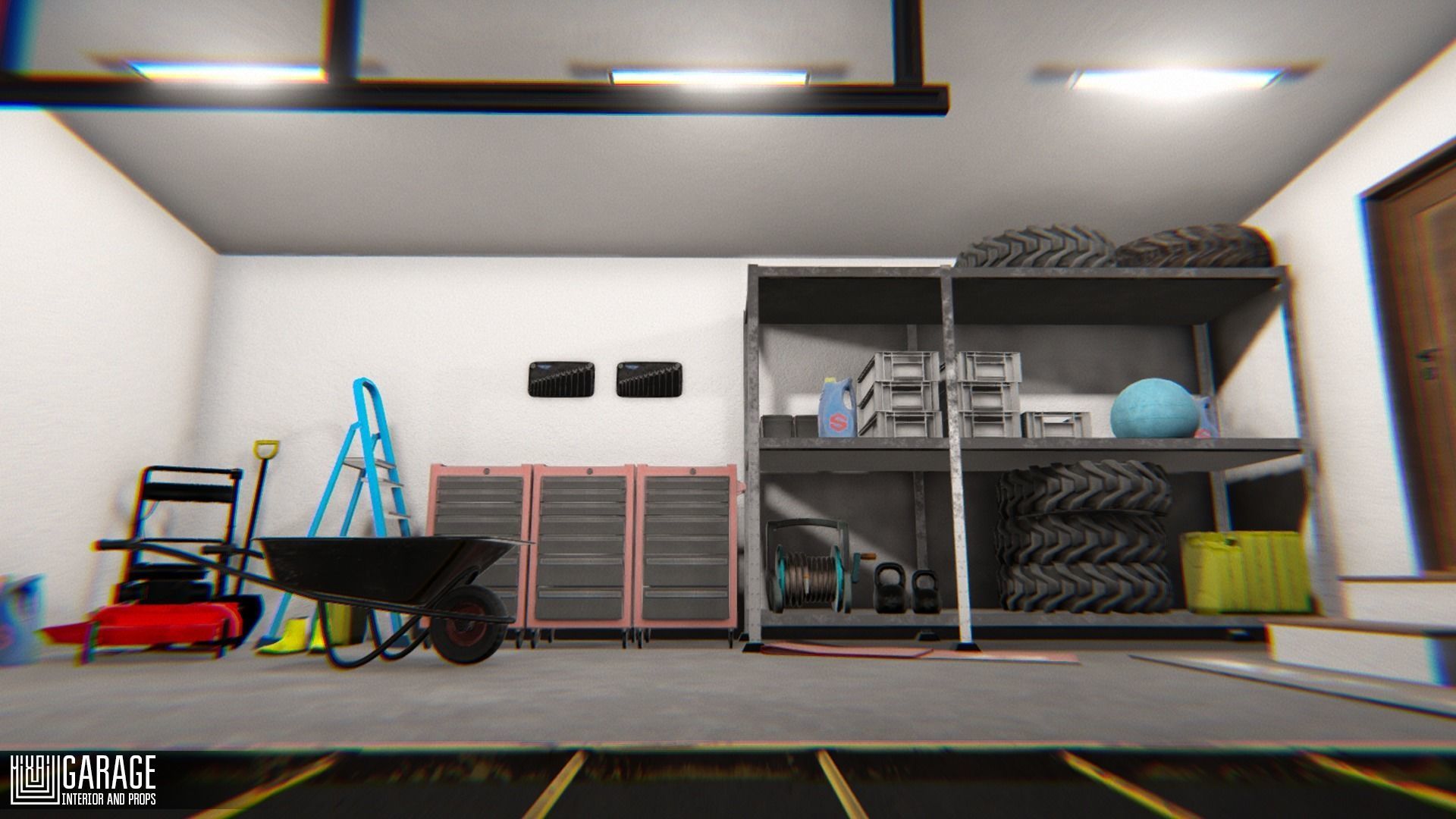 Garage - interior and props Low-poly 3D model_3
