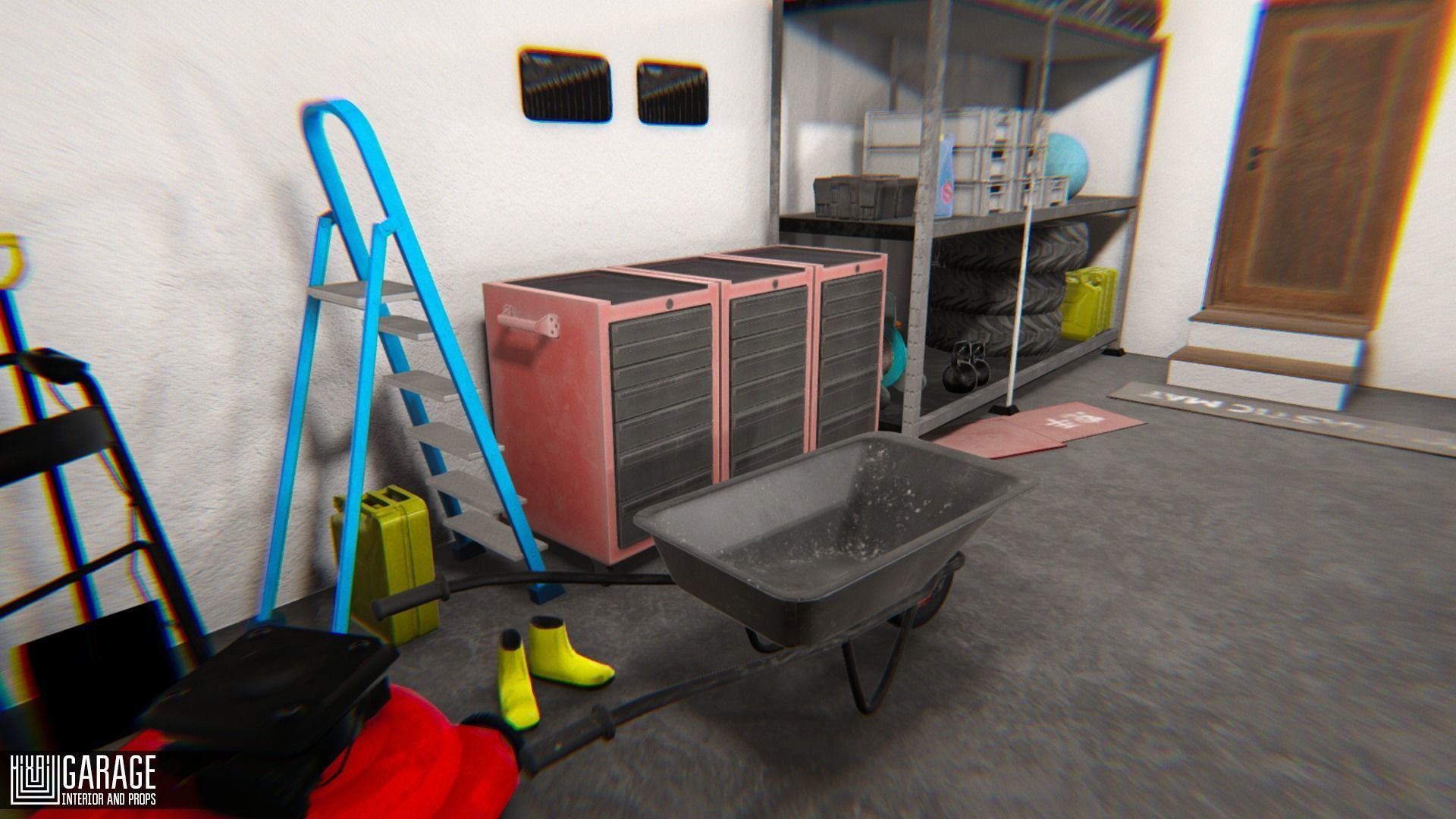 Garage - interior and props Low-poly 3D model_23