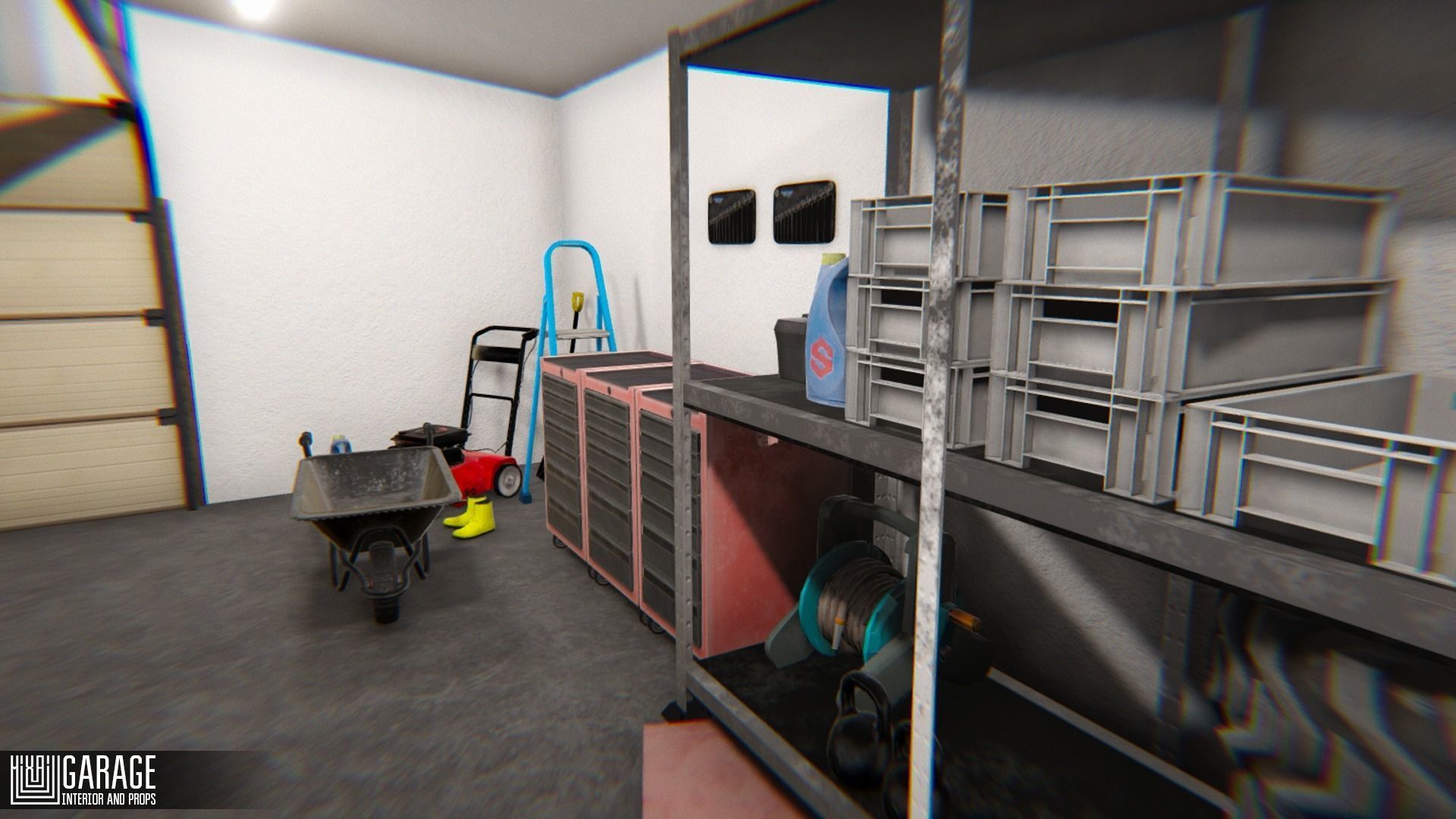 Garage - interior and props Low-poly 3D model_10