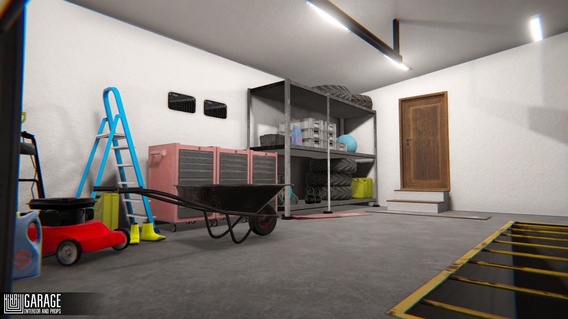 Garage - interior and props Low-poly 3D model_12
