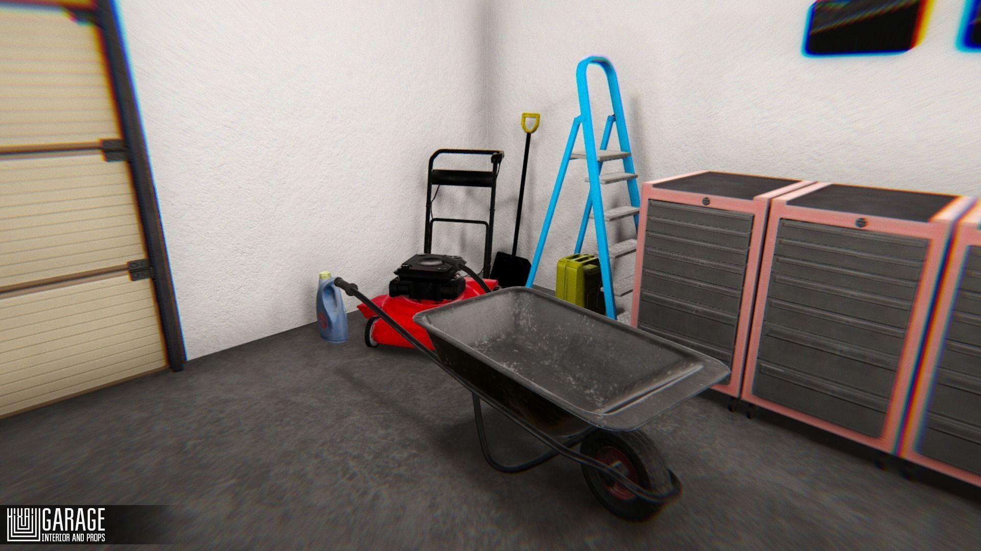 Garage - interior and props Low-poly 3D model_8