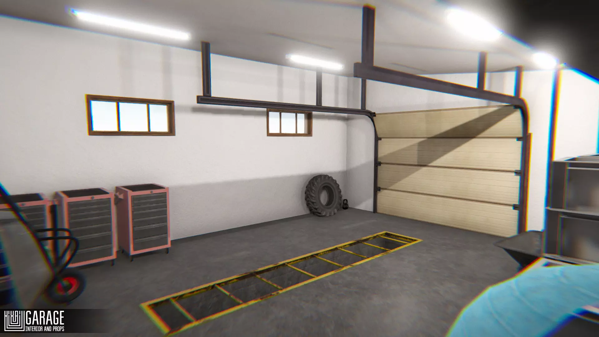 Garage - interior and props Low-poly 3D model_0