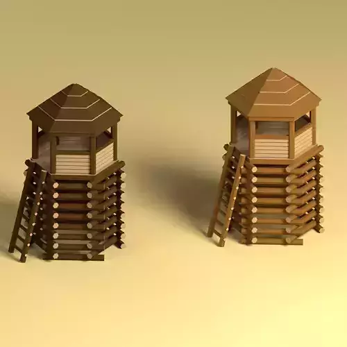 Low Poly Wood Tower 1 Low-poly 3D model