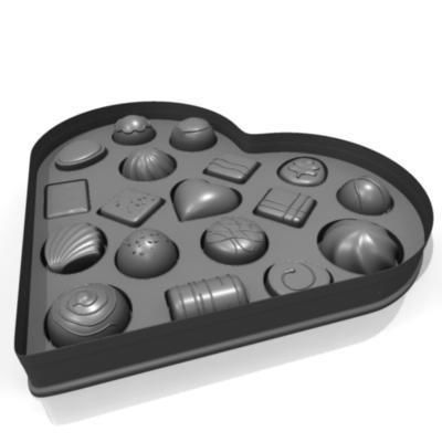 Chocolate Heart Box 3D model_2