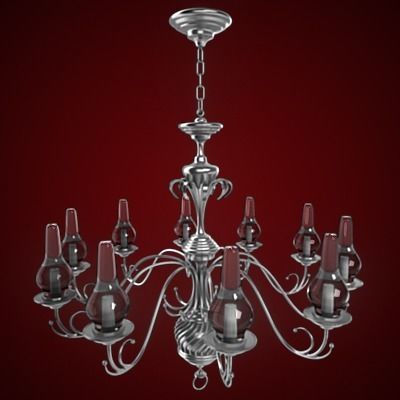 Chandelier silver 3D model_2