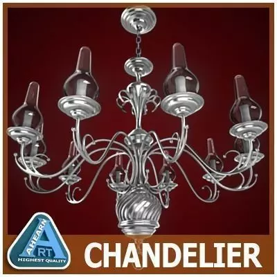 Chandelier silver 3D model_0