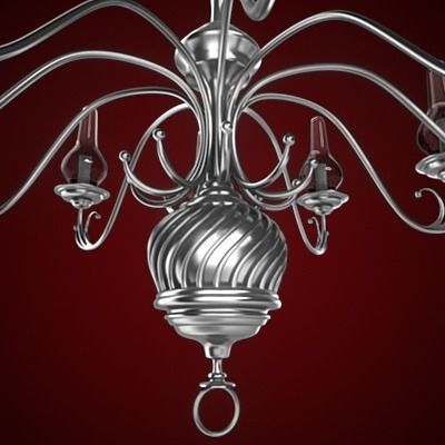 Chandelier silver 3D model_7