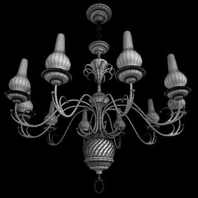 Chandelier silver 3D model_12