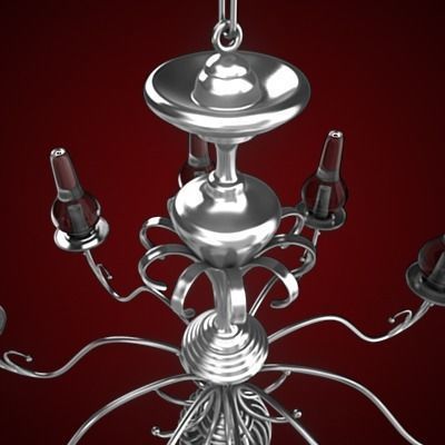 Chandelier silver 3D model_9