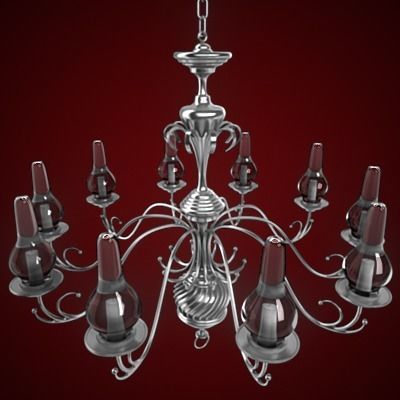 Chandelier silver 3D model_3