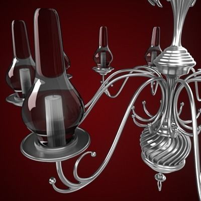 Chandelier silver 3D model_6