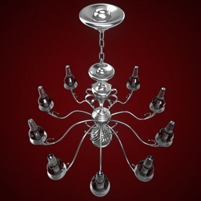 Chandelier silver 3D model_5