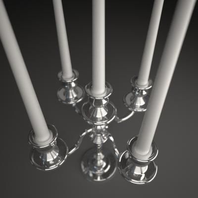 Candelbra Set three silver candelabra 3D model_15