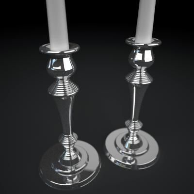 Candelbra Set three silver candelabra 3D model_24